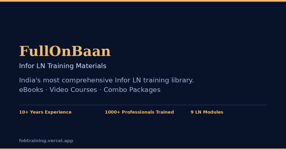 Infor LN eBooks & Video Courses — 200+ Training Materials | FullOnBaan